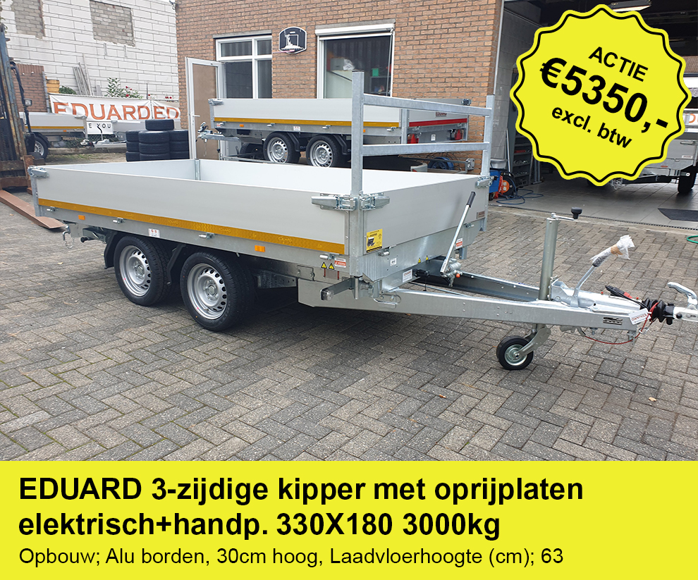 EDUARD-3-zijdige-kipper-met-oprijplaten-elektrisch-met-handpomp-330X180-3000kg
