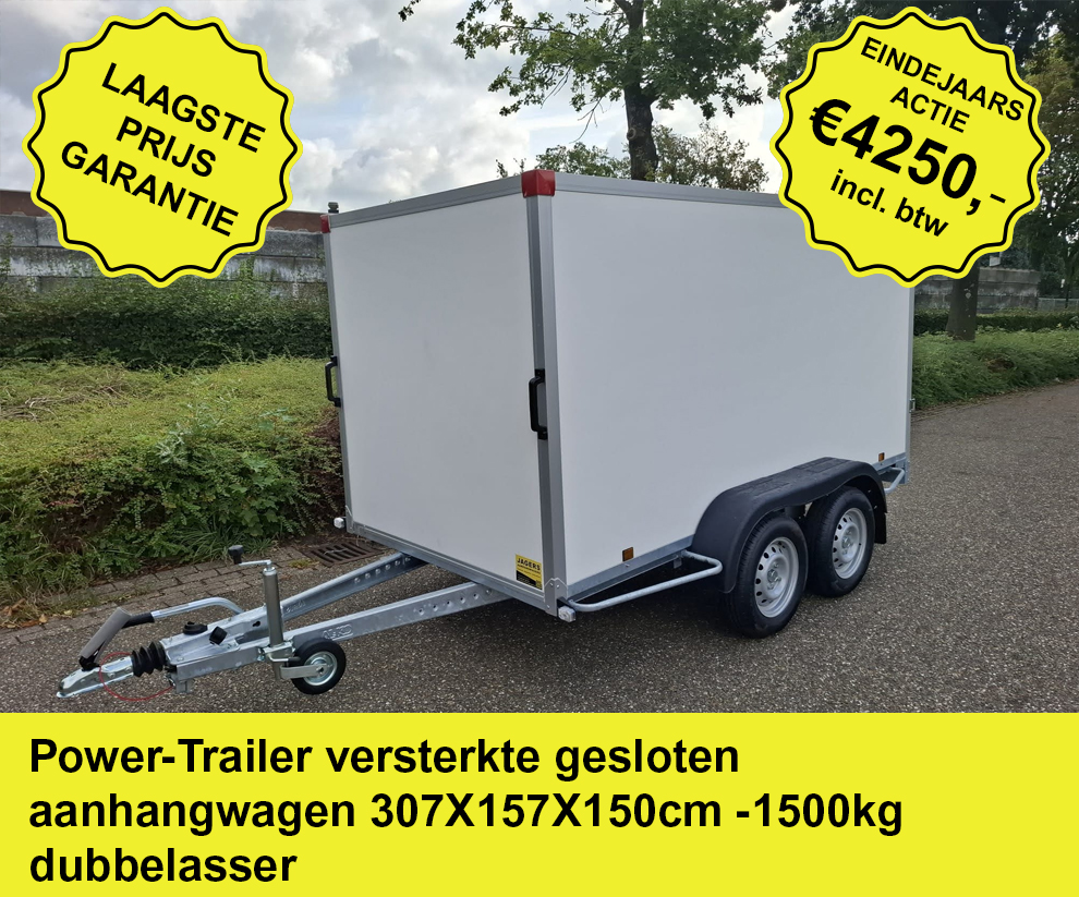 Power-Trailer-versterkte-gesloten-aanhangwagen-307X157X150--1500kg-dubbelasser