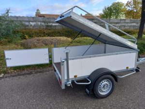 Power Trailer bagagewagen geremd 750kg met hefdak acheterdeur