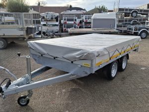 EDUARD plateauwagen met vlakzeil 310x180 2700kg